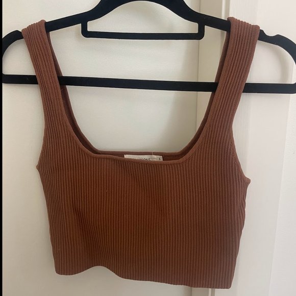 Glassons Square Neck Rib Tank Brown Size Small - Picture 3 of 4